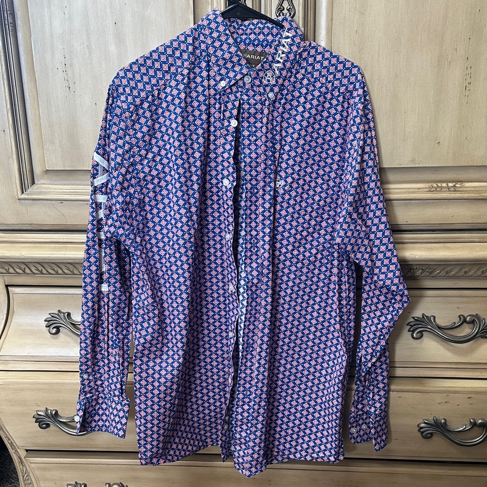 Ariat Geometric Blue and Pink Shirt